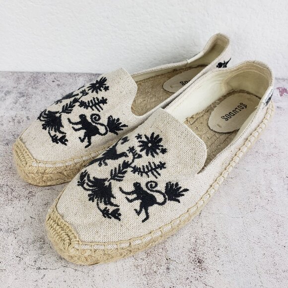 Soludos Espadrilles Shoes Embroidered Canvas Jute Bohemian Resortwear size 9 - Picture 1 of 13